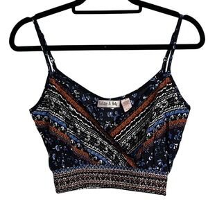 Lottie & Holly BOG Crop Tank Top Camisole Spaghetti Straps Boho V-Neck Small